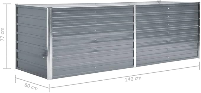Garden Raised BedFlowerpotsPlantersRaised Garden PlanterRaised Planter Boxfor Indoor Outdoor VegetablesFruitsPotatoFlowersGalvanized Steel 94.5x31.5x31.3 Gray