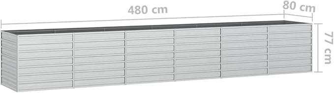 Garden Raised Bed Planter Boxes Garden beds Outdoor Raised Flower Bed Horse Trough planters Suitable for Nursery Corridor Orchard Courtyard 189x31.5x30.3 Galvanized Steel Silver
