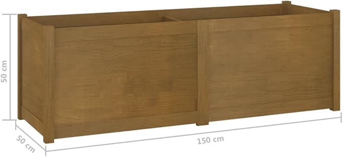 Wooden Garden Planter Box Raised Garden Bed Indoor Outdoor Planter Outdoor Wood Raised Garden Bed for Vegetables Flowers Herbs Honey Brown 59.1x19.7x19.7 Solid Wood Pine-207