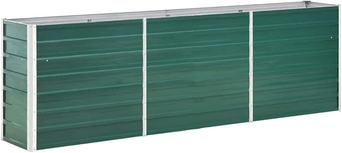 Green Galvanized Steel Raised Garden Bed Large 94.5x15.7x30.3in Outdoor Planter Box for Vegetables Herbs Flowers Durable Patio Backyard Gardening