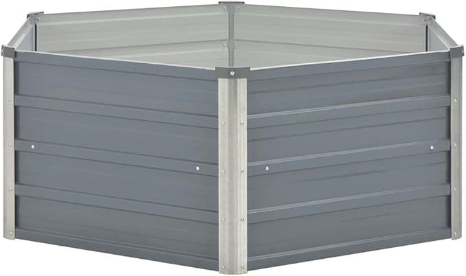 YAFF Hexagonal Raised Garden Bed Galvanized Steel Weather-Resistant Spacious Design 50.8x50.8x18.1 in for Outdoor Planting Ideal for Flowers Vegetables