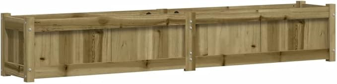 Large Garden Planter Natural Pine Vacuum Pressure Treated Pinewood 71.9x71.9x12.2 Inch Rectangular Outdoor Raised Bed for Flowers Herbs