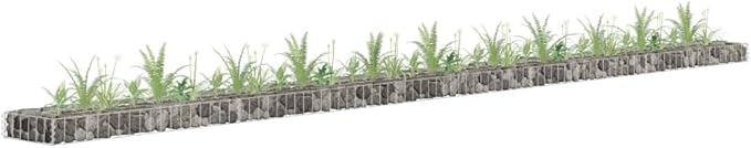 Gabion Raised BedOutdoor Garden GabionsStone BasketsPlanters Raised Vegetable BedsGarden DecorationGalvanized Steel 177.2x11.8x3.9