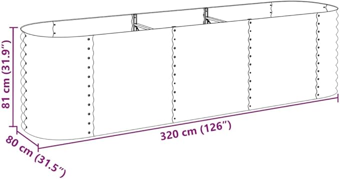 Outdoor Garden Raised Bed Galvanized Steel Garden Planter Box Metal Planter Box for Gardening Vegetables Flowers Herb 126x31.5x31.9 Galvanized Steel Silver-743