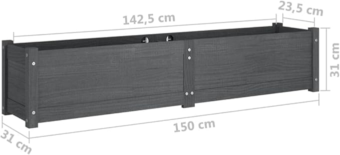Garden Raised Bed Garden beds Outdoor Planter Boxes Outdoor Suitable for Backyard Flowers Restaurants Patios Gray 59.1x12.2x12.2 Solid Wood Pine