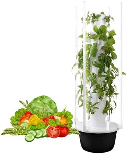 Hydroponic Growing Tower with Pump &amp LED Light - Vertical Garden System for Indoor Plants &amp Strawberries Space-Saving Hydroponics Kit for Home Use