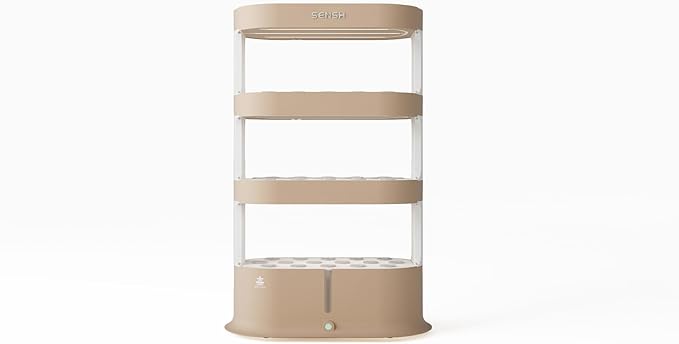 16L Hydroponic Tower Brown Color Hydroponic Tower for Plants Vegetables 4 Layers Hydroponics Growing System with LED Grow Light