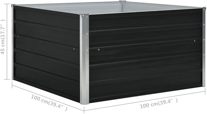 SKM Raised Garden Bed 39.4x39.4x17.7 Galvanised Steel Anthracite