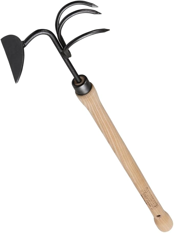 DeWit Gardener's Supply Company Lifetime Raised Bed Cultivator &amp Long-Handled Garden Hoe | High Carbon Boron Steel Gardening Tool - 18 Handle