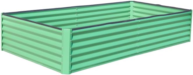 Heavy-Duty Galvanized Steel Raised Garden Bed for Outdoor Vegetable Fruit and Flower Planting – Rust-Resistant Metal Planter Box (6x3x1ft (Green))