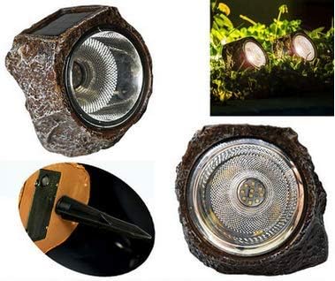 SunKite Solar Powered Rock Light 2 Pack 10 LED Waterproof Garden Stone Lights Outdoor Landscaping Spotlights Yard Patio Pathway Driveway Landscape Rock