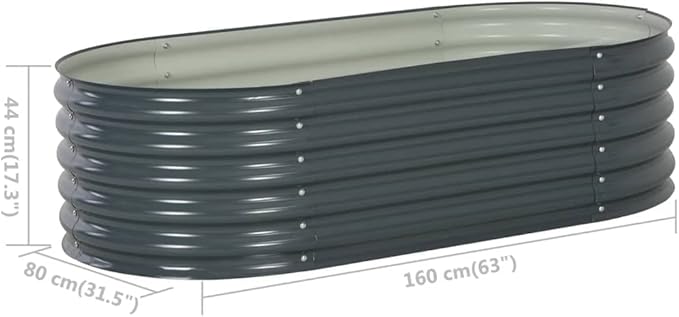 Garden Raised Bed 63x31.5x17.3 Galvanised Steel Gray pWeight-22 lbs