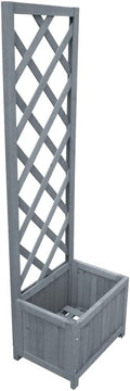 Trellis Planter Gray Solid Firwood Medium 15.7 x 15.7 x 53.1 Durable Raised Garden Bed for Climbing Plants Outdoor Patio Decor