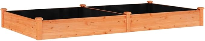 Solid Fir Raised Garden Bed with Liner Brown 94.5x47.2x9.8 for Flowers Herbs Vegetables - Perfect Outdoor Planter Box for Gardening Planting Growing