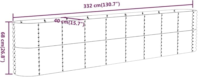 SKM Garden Raised Bed Powder-Coated Steel 130.7x15.7x26.8 Anthracite (18.28 KG/40.216 LBS)