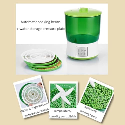 2-Layer Bean Sprouts Machine Seed Sprouter Kit for Home Bean Germinator for Healthy Sprouts Indoor Seed Grower Vegetable Sprouts Maker Easy to Use &amp Clean