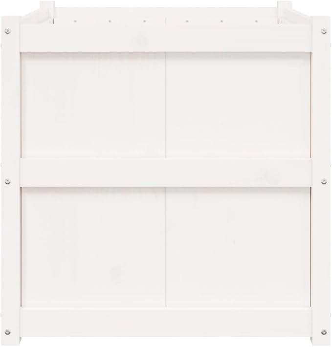 Garden Planter Box White Solid Pine Wood 27.6 inch Square Raised Bed for Outdoor Plants Durable Rustic Design for Patio Terrace