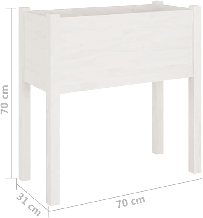 White Raised Garden Planter 2 Pcs Solid Wood Pine 27.6x12.2x27.6 Outdoor Planter Box for Flowers Vegetables and Patio Gardens Durable Weather-Resistant