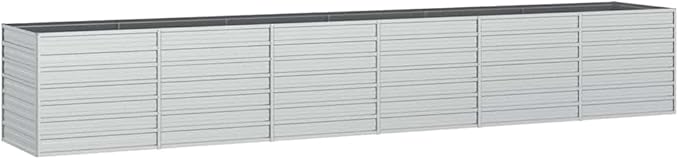 vidaXL Garden Raised Bed Silver Galvanized Steel Extra Long