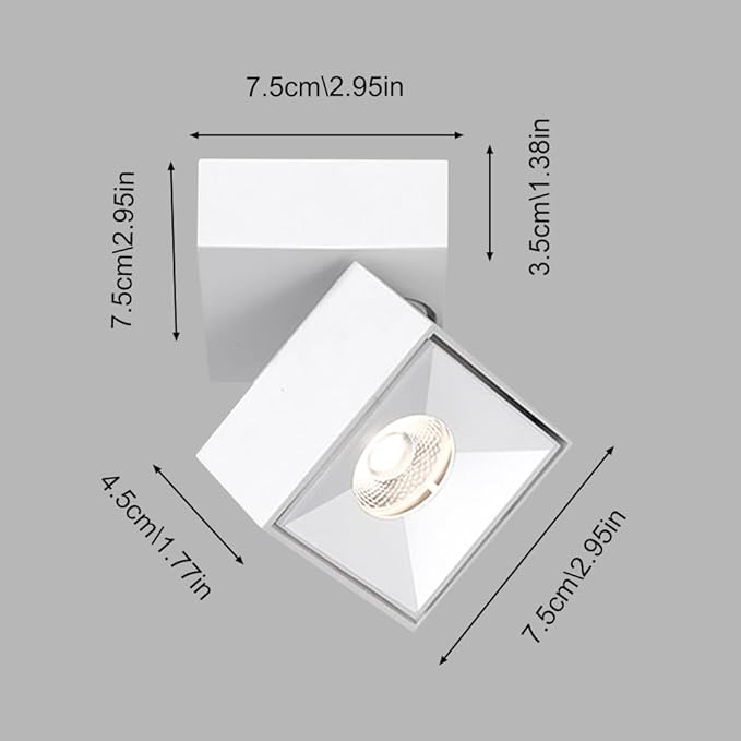 Led Spotlight Adjustable Ceiling Spot Light Art DIY Spotlights Gallery Picture Lighting Artwork Display Spots Lights Square Wall Swivel Lamps for Living Room Hallway