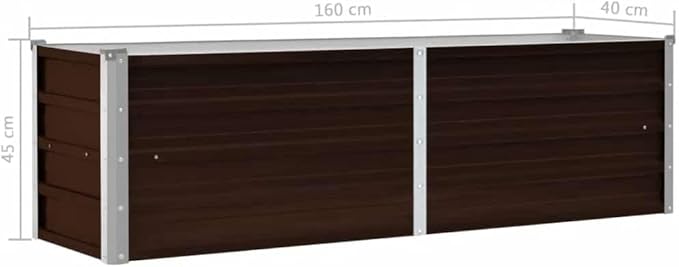 Raised Garden Bed Brown Galvanized Steel 63x15.7x17.7 inch Rectangular Outdoor Planter Box for Vegetables Herbs Flowers Durable Garden Beds