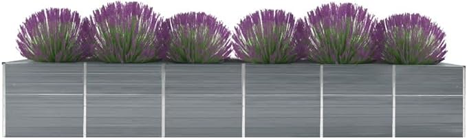 Garden Raised BedElevated Planter BoxRaised PlanterGarden BoxGarden BedPlanterfor Backyard Patio to Grow Vegetables Herbs and Flowers Galvanized Steel 189x31.5x17.7 Gray