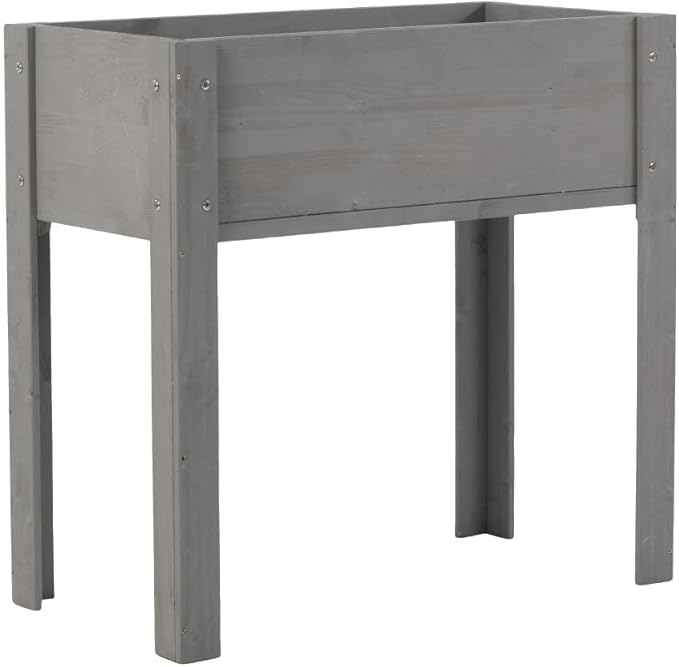 31X31X16 Inch Raised Garden Bed with Legs Solid Wood Grey Bigger &amp Sturdier Planter Raised Bed Outdoor Plants Flowers Fruits Vegetable Herb Growingg Seasonal Garden Upgrade