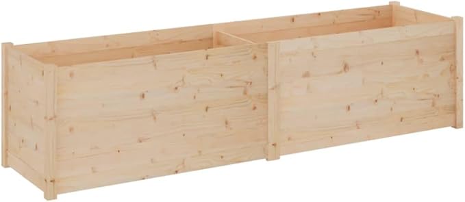 Natural Pine Solid Pinewood Outdoor Planter 78.7x19.7x19.7 Inch Rectangular Raised Garden Bed for Outdoor Plants Durable Oiled Finish for Patio Deck Balcony Gardening