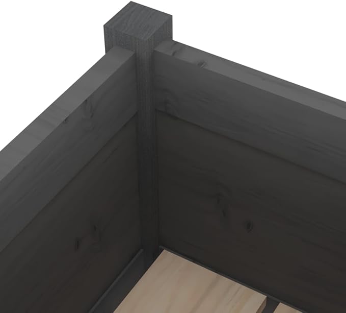 Garden Planters 2 pcs Raised Flower Bed Garden Raised Beds Planter Boxes Standing Planter Suitable for Courtyard Orchard Nursery Corridor Gray 27.6x12.2x27.6 Solid Wood Pine