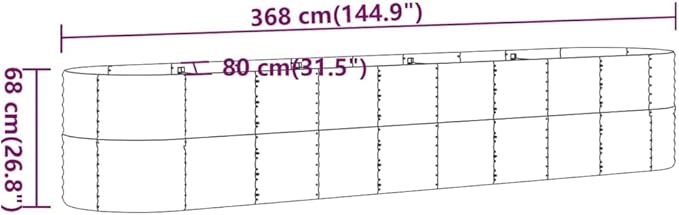 Garden Raised Bed Powder-Coated Steel Planter Boxes Outdoor for Vegetables Fruits Flower 144.9x31.5x26.8 Silver-810