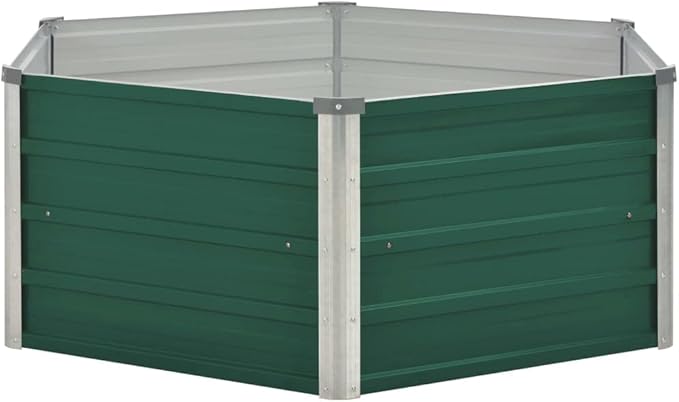 Raised Garden Bed Galvanized Steel Large Metal Outdoor Plant Flower Box for Herb Vegetable &amp Gardening – Green 50.8x50.8x18.1
