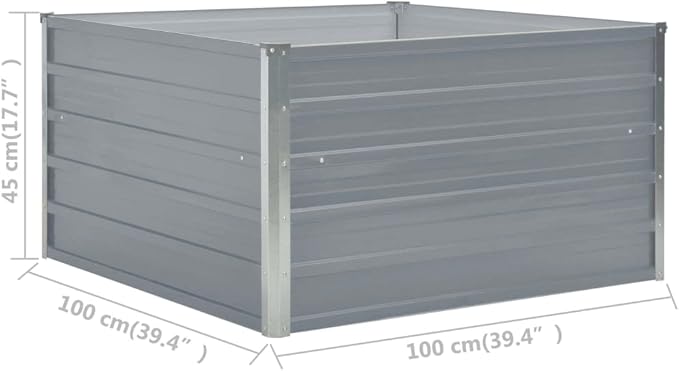 SKM Raised Garden Bed 100x100x45 cm Galvanised Steel Grey (Weight-9KG)