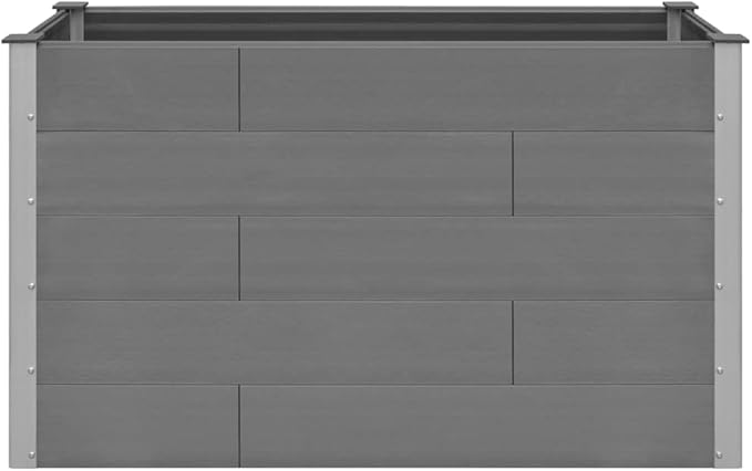 Large Garden Raised Bed Gray Wood-Plastic Composite &amp Aluminum 59.1x19.7x35.8 Inch Outdoor Planter Box for Patio Balcony Gardening
