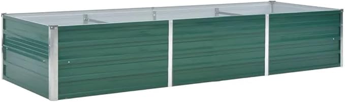 Galvanized Steel Garden Raised Bed Kit Outdoor Planter Raised Garden Boxes Metal Raised Garden Beds for Vegetables Herbs Flowers 94.5x31.5x17.7 Green-1096