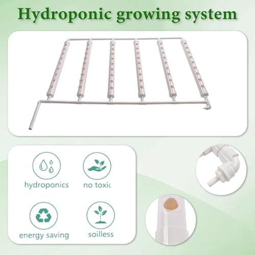 Hydroponic Grow Kit - Wall-Mounted System with 36 Plant Sites Food-Grade PVC-U Pipes Water Pump Timer Nest Basket &amp Sponge for Leafy Vegetables