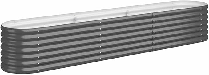 88.2 in Anthracite Powder-Coated Steel Raised Garden Bed Oval Large Outdoor Planter Spacious Elevated Box for Balcony Patio &amp Yard