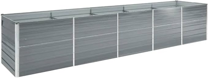 Garden Raised Bed Galvanized Steel 157.5x31.5x30.3 Gray