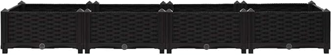 Raised Garden Bed 63x15.7x9.1 Polypropylene Planter Outdoor Elevated Planting Box for Vegetables Herbs Flowers Black