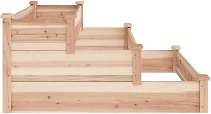 Wooden Garden Raised Bed with Stair-Step Design 3 Tier Wooden Raised Garden Bed Outdoor Elevated Flower Planter Box Outdoor Planting Container Natural 47.2x47.2x22 Solid Wood Fir
