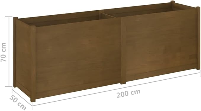 Pinewood Garden Bed Planter Honey Brown Finish - Solid Raised Planting Bed for Garden Patio Balcony - Outdoor Landscape Wall (Welded Iron Grid)