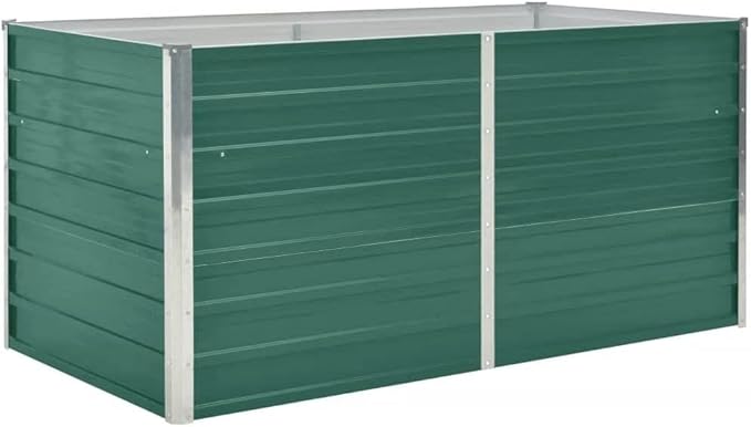 Raised Garden BedRectangular Garden PlanterPlant Elevated Garden Box Gardening PotsPlantersfor Backyard Patio Balcony Garden 63x31.5x30.3 Galvanized Steel Green