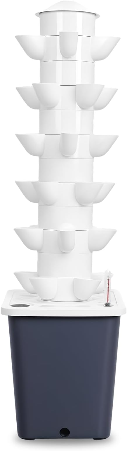 10L Tank Hydroponic Growing Tower | 6 Layers 30 Plants Indoor Hydroponics Growing System | Soilless Cultivation Herbs Fruits Vegetables | for Gardening Lovers Black US