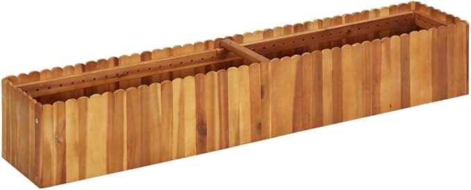 Raised Garden Bed 59 x 11.8 x 9.8 Solid Acacia Wood Outdoor Planter Box Elevated Flower Bed Raised Beds for Gardening Outdoor Patio Planter Box for Vegetables and Flowers
