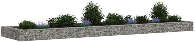 Gabion Raised Bed 157.5 x 157.5 x 7.9 in Silver Galvanized Steel Garden Fence Planter Box Heavy Duty Outdoor Privacy Screen for Yard Patio Backyard
