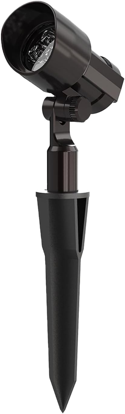 Malibu LED Low Voltage Landscape Spotlight 9W Cast Metal Oil Rubbed Bronze Finish Floodlight 300 Lumen 2700K Warm White with Connector and Spike Stake for Outdoor Use 8406-2620-01
