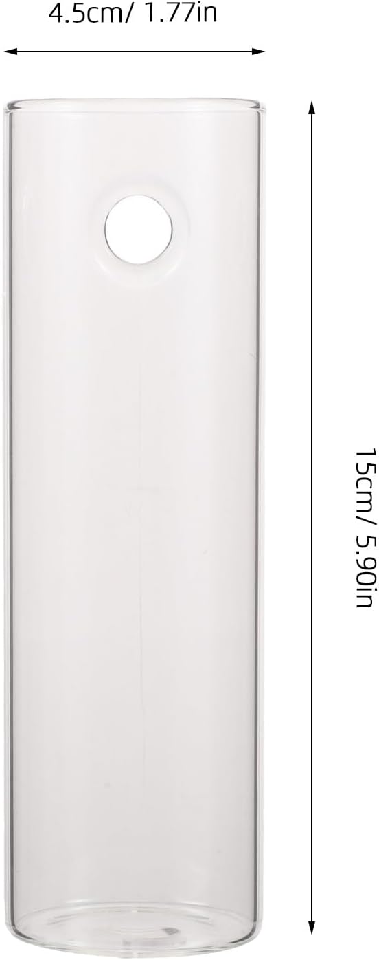 4 Sets Wall Mounted Glass Cylinder Vase Clear Tube Hydroponic Planter Hanging Flower Holders Propagation Container with Hooks for Living Room Office