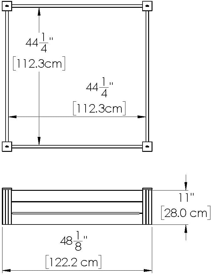 Vita Classic 4 Foot x 4 Foot x 11 inch White Vinyl Raised Modular Garden Bed White PVC BPA and Pthalate Free VT17108