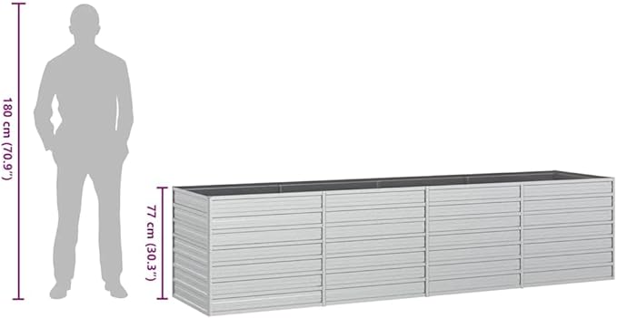 Silver Galvanized Steel Raised Garden Bed 126x31.5x30.3 inch Large Outdoor Planter for Vegetables Flowers Herbs Durable Metal Kit