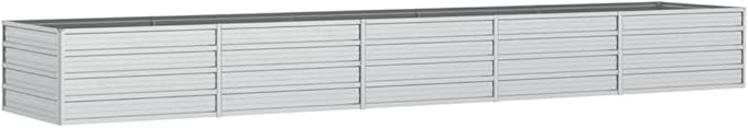 Raised Garden Bed 157.5 x 31.5 x 17.7 Galvanized Steel Silver Outdoor Planter Raised Bed Garden for Vegetables Flowers Herbs and More Easy Drainage Design for Outdoor Use