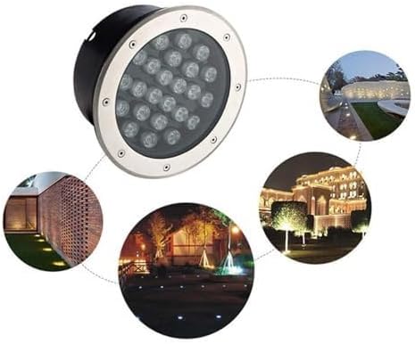 Round Ground Landscape Light - Built-in Outdoor Floor Lamp AC85-265V Outdoor Buried Lights Outdoor Recessed Spot Light IP67 Waterproof Floor Lamp Led Beam Light(Cool White Light24W)